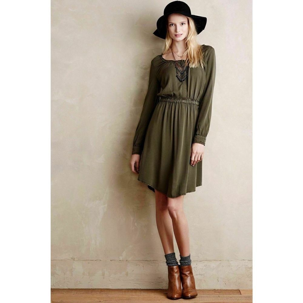 ✨Anthropologie Olive Green Ocala Shirtdress✨